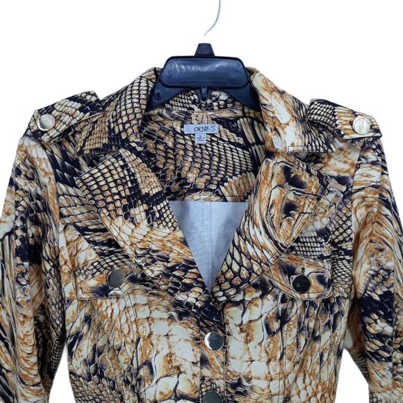 Vtg Cache Unique Statement Jacket Dragon Eagle Military Moto Belted Golden Sz L - Picture 3 of 16